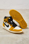 Nike Sneakers 7853 Jordan 1 High Yellow Ochre in Pelle Bianca/Gialla