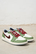 Nike Sneakers Jordan 1 Low Pelle Colore Verde Panna