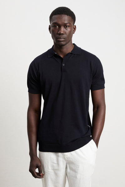 Hamaki-Ho 3190 Blue knit short-sleeved polo shirt