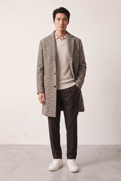 OutFit 4422 Cappotto in twill marrone e panna
