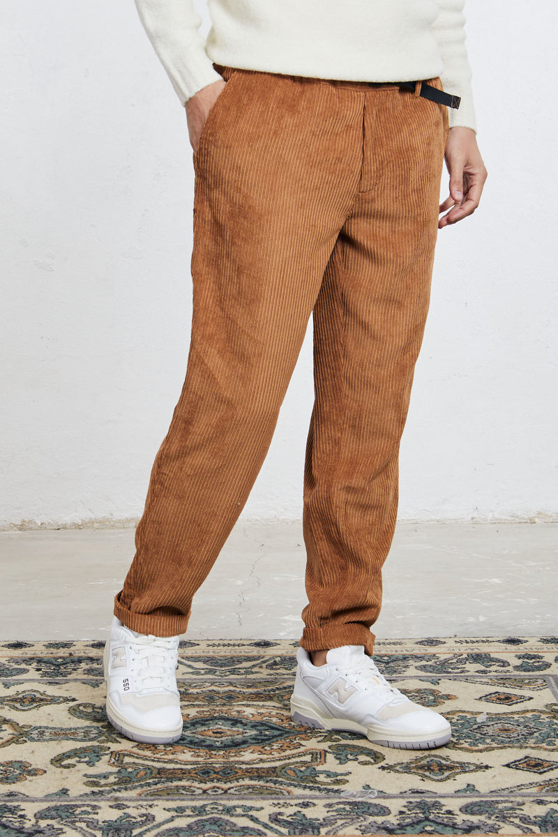 reworked pantalone in velluto a coste misto poliestere colore cammello 7905
