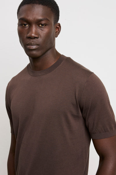 Kangra 3211 Dark Brown Silk and Cotton Jersey T-Shirt