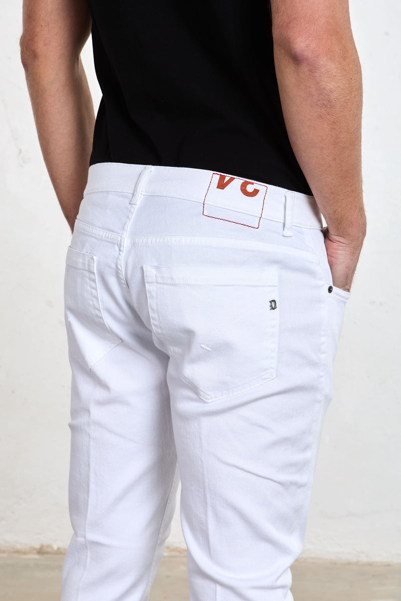 dondup jeans george skinny fit misto cotone colore bianco 8140