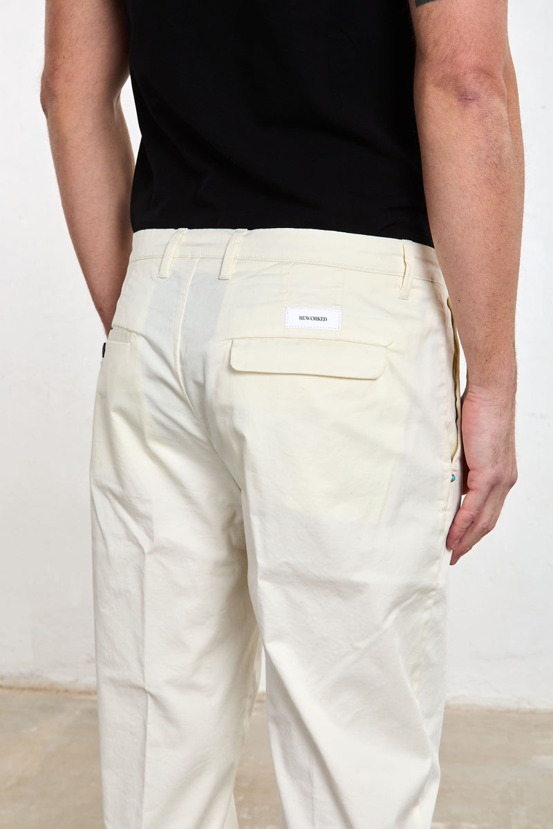 reworked pantalone tester misto cotone colore panna 8390