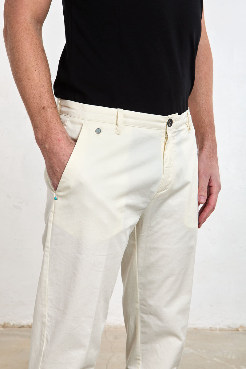 reworked pantalone tester misto cotone colore panna 8390