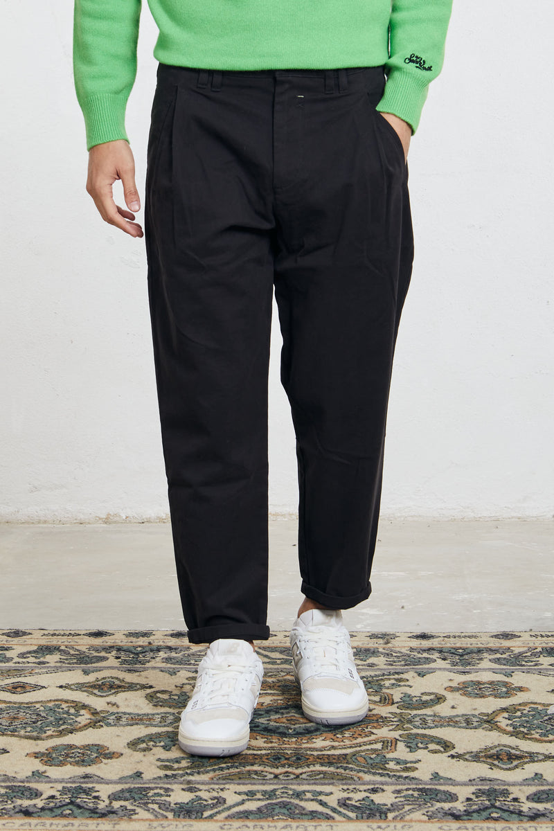 reworked pantalone lama pence misto cotone colore nero 7912