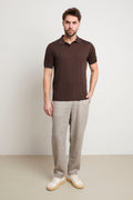 Kangra 3207 Polo in maglina seta e cotone manica corta moro
