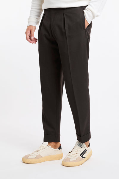 OutFit 4440 Dark brown winter viscose trousers