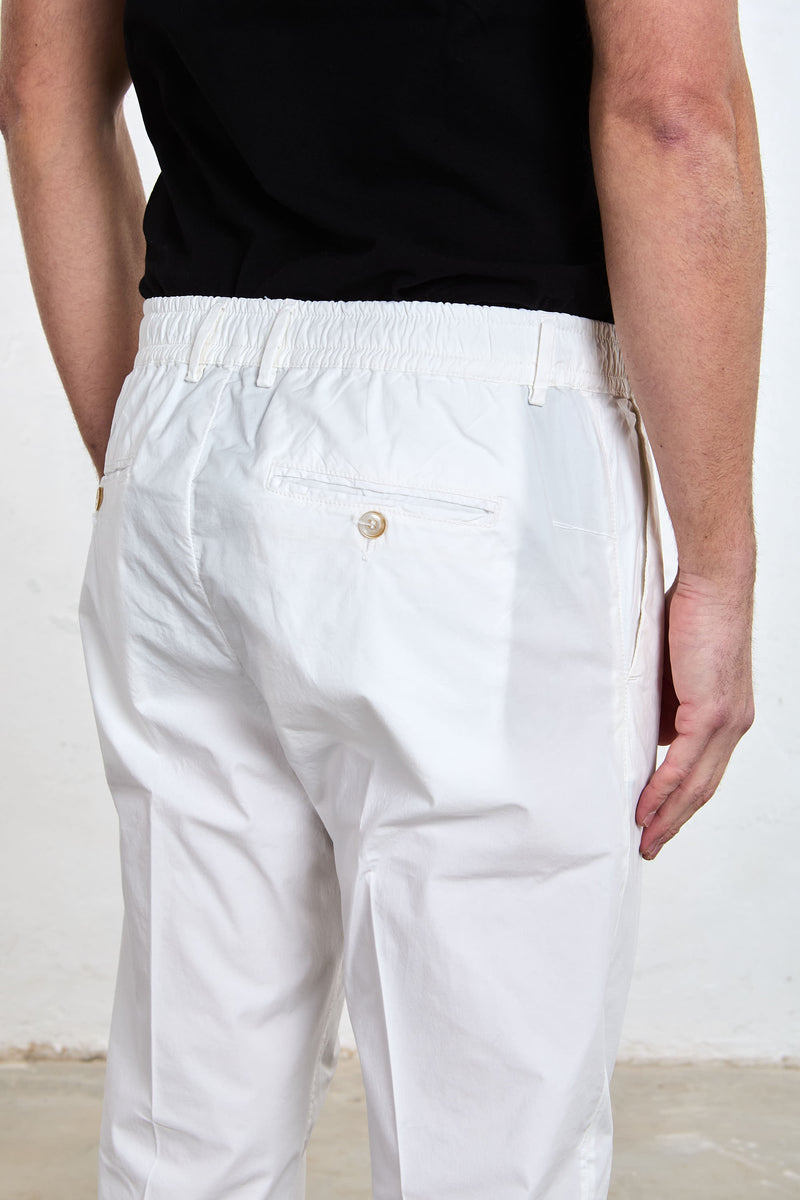 cruna pantalone mitte elastico e coulisse in vita misto cotone colore burro 8307