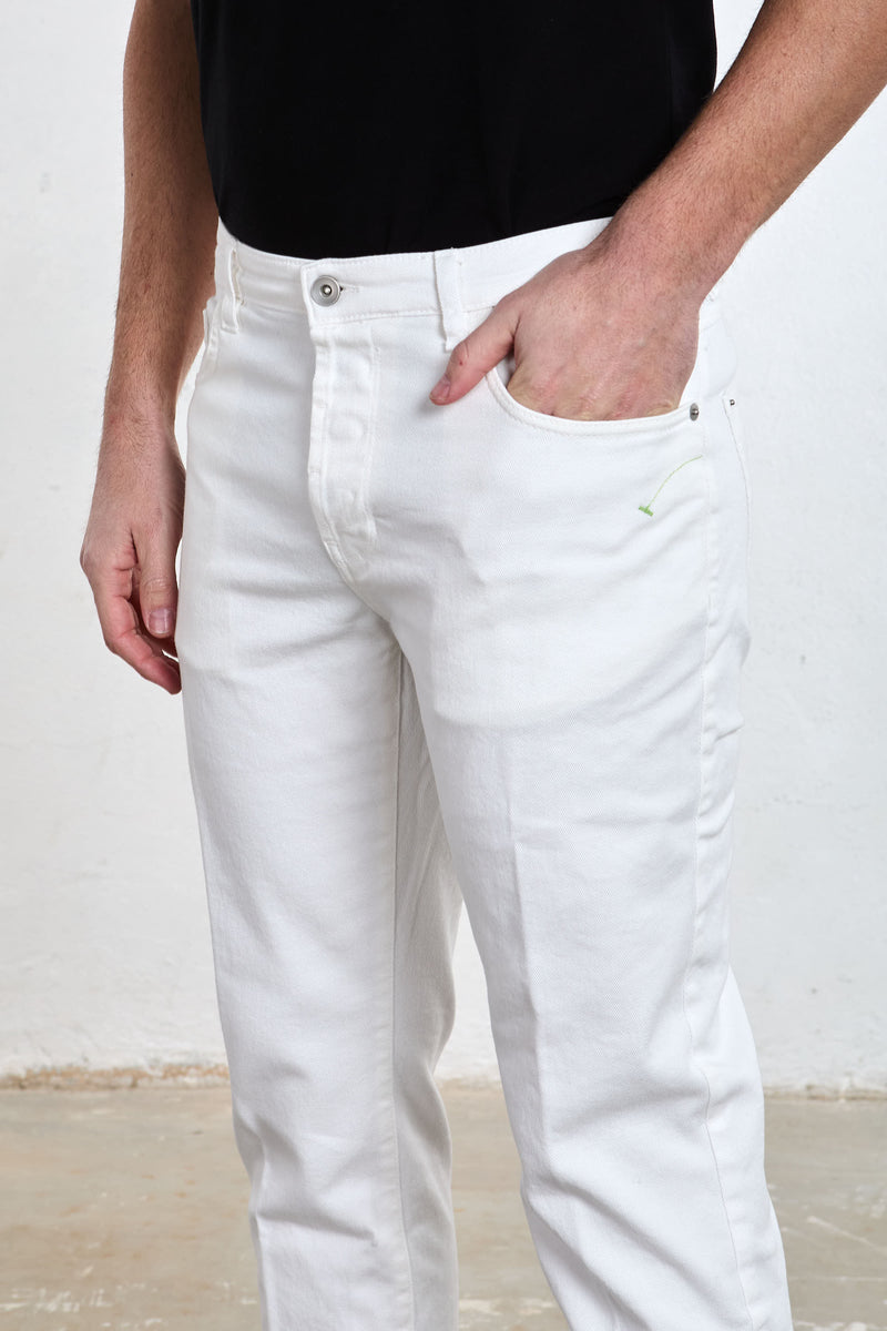 reworked jeans oboe slim fit misto cotone colore bianco 8378