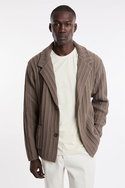 OutFit 4423 Ribbed Open-Knit Blazer Mud