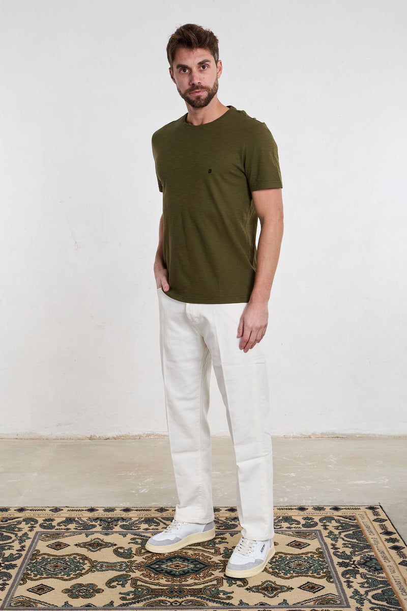 dondup t shirt girocollo cotone fiammato colore verde 8164