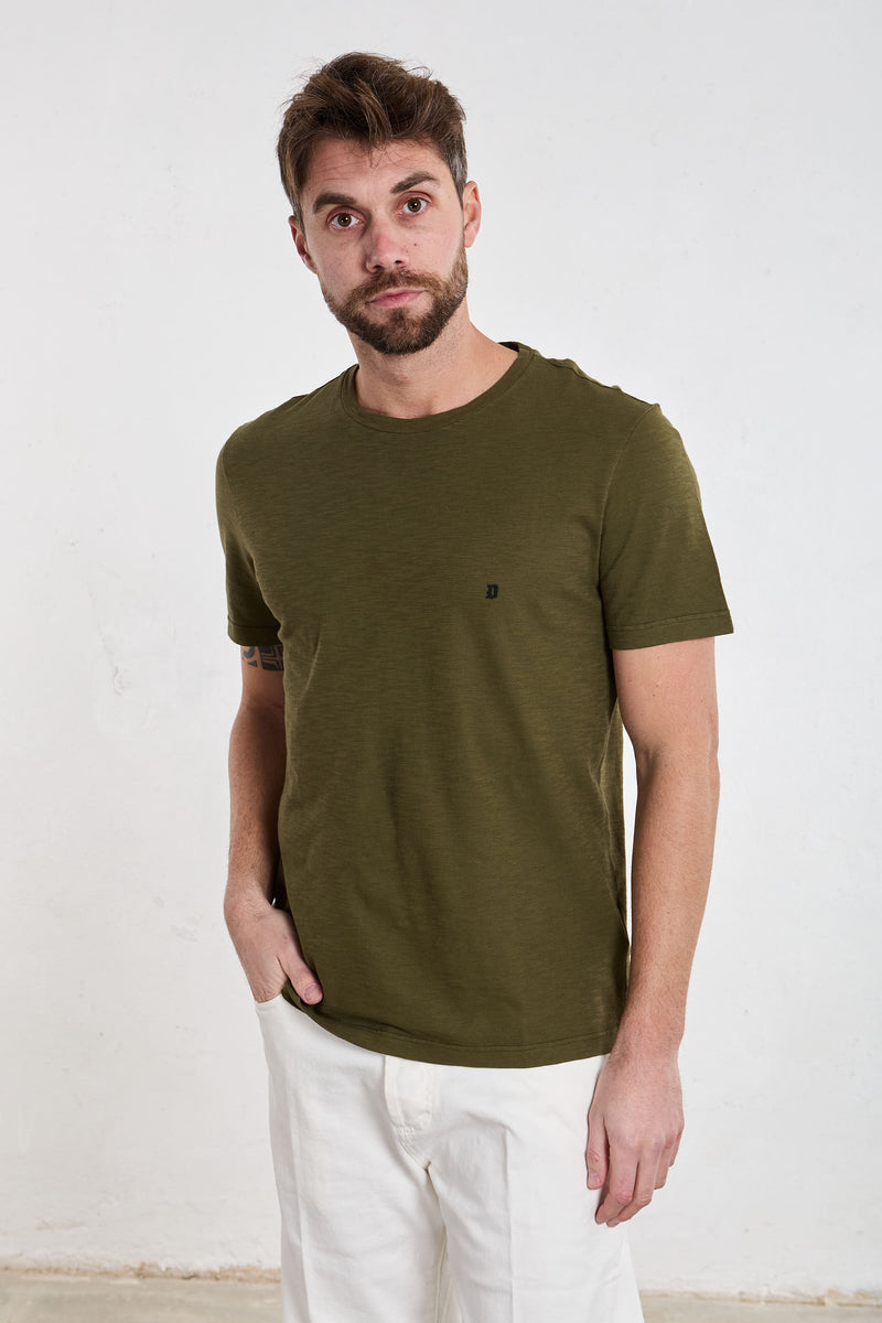 dondup t shirt girocollo cotone fiammato colore verde 8164