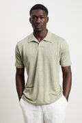 Reworked 3428 Polo derby in lino manica corta verde