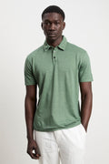 Daniele Fiesoli 3139 Polo in lino manica corta verde