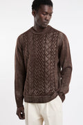 Arovescio 4030 Maglione reversibile a trecce cioccolato