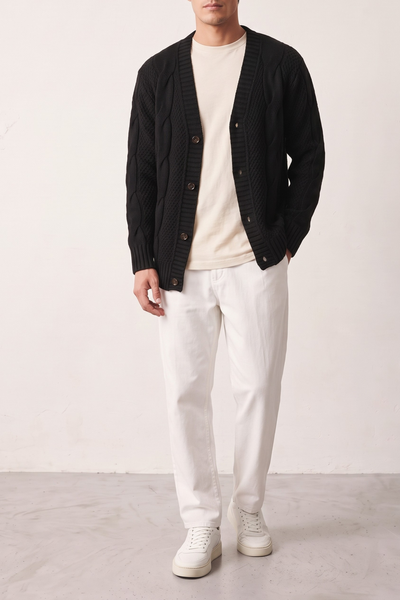 OutFit 4429 Cardigan a trecce nero