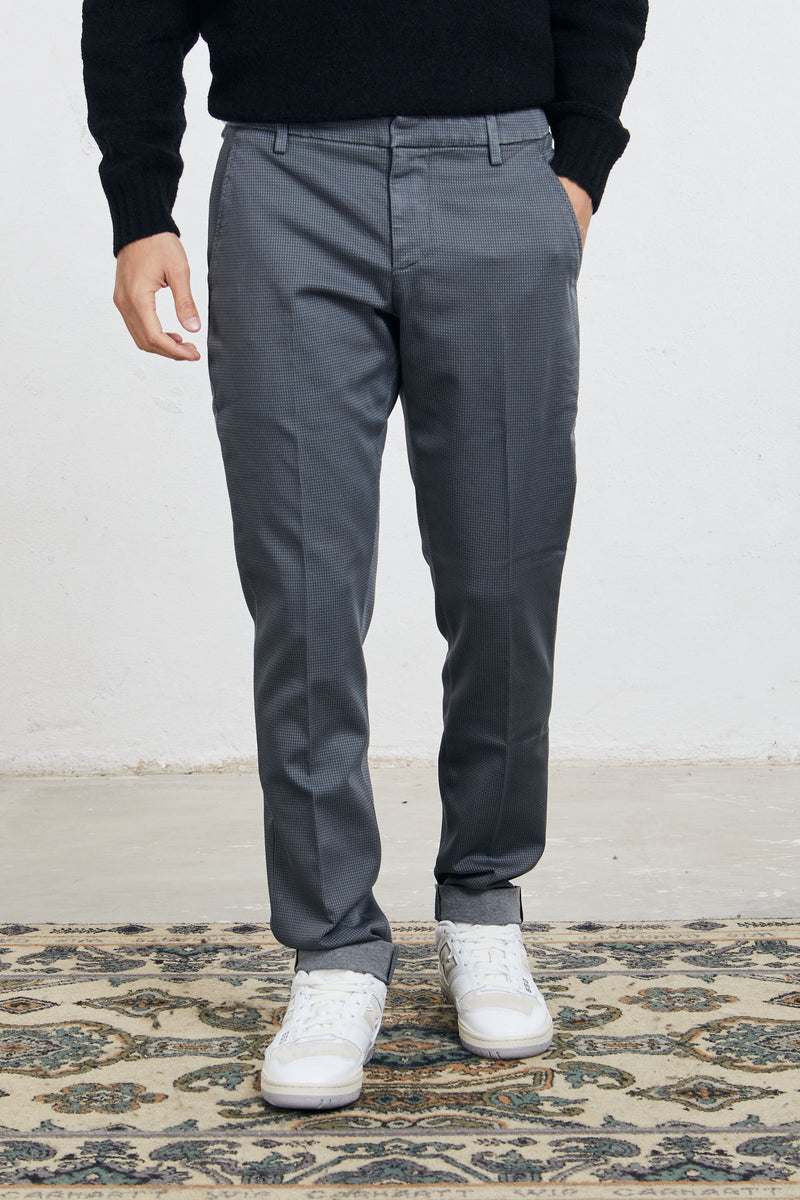 dondup pantalone gaubert microfantasia a contrasto misto cotone colore grigio 7061