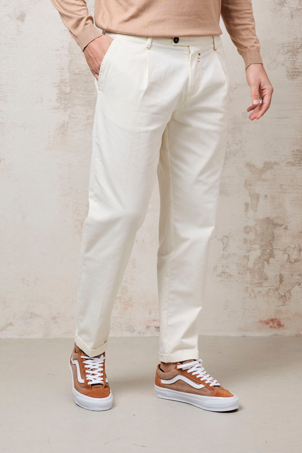 Reworked 1223 Pantalone Salice panna