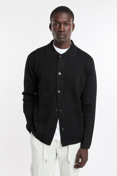 Hamaki-Ho 4301 Cardigan rasato nero con colletto