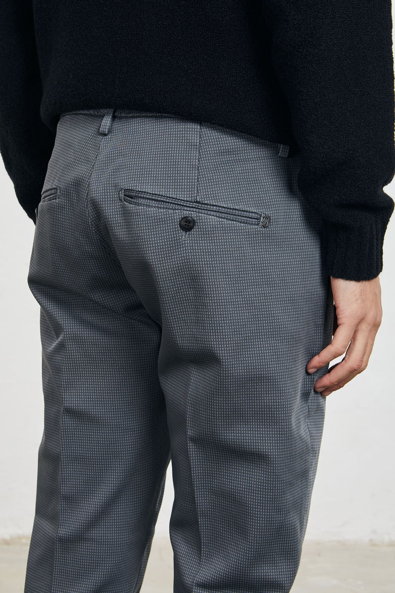 dondup pantalone gaubert microfantasia a contrasto misto cotone colore grigio 7061