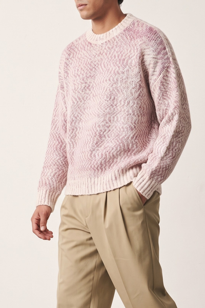 Arovescio 4037 Maglione mouliné rosa reversibile