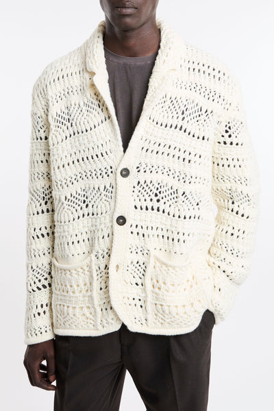 Atomo 4021 Blazer in maglia traforato avorio