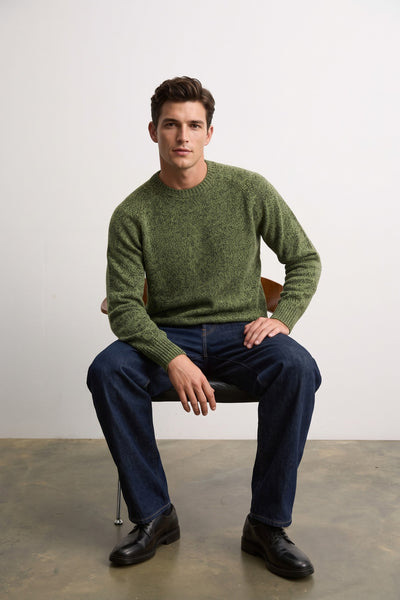 Philippe Laurientè 4643 Mélange green crew-neck sweater