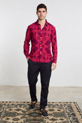 Benevierre Fancy Shirt with Roses in Viscose Amarena Color