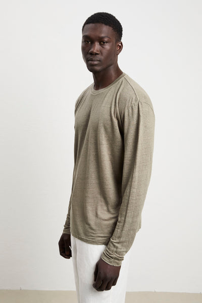 Keeling 3233 Green Linen Long-sleeved Sweater