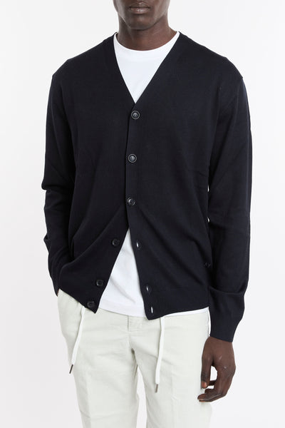 Hamaki-Ho 4307 Cardigan in maglia rasata blu