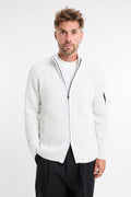 CP Company 4139 Cardigan a costa inglese bianco mélange