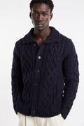 Alley Docks 4014 Cardigan a trecce con colletto blu