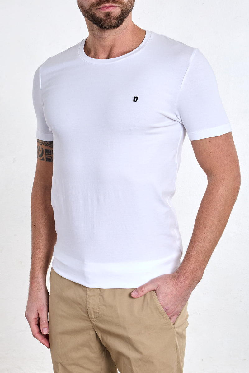 dondup t shirt girocollo misto cotone colore bianco 8168