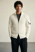 CP Company 4139 Cardigan a costa inglese bianco mélange