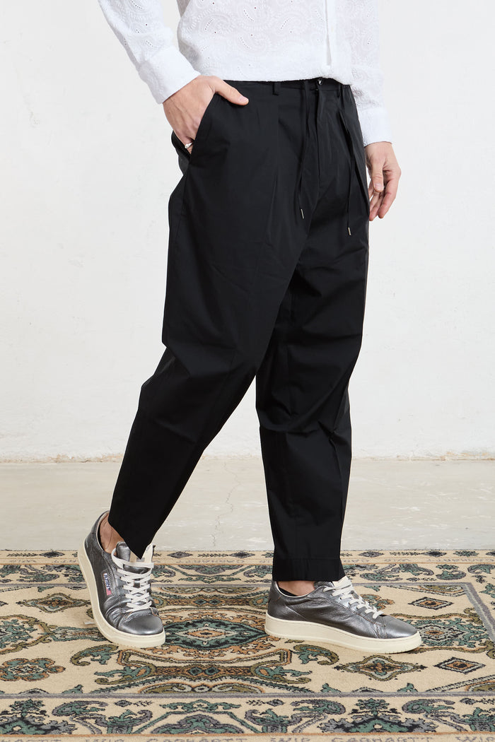 be able pantalone dominique loose fit elastico e coulisse in vita misto cotone colore nero 8015