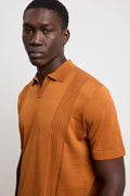 Reworked 3463 Polo in maglina manica corta a costine tabacco