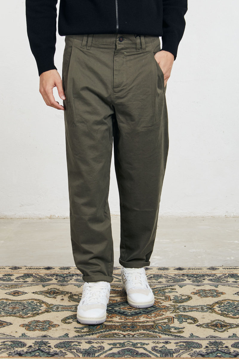 reworked pantalone lama pence cattot fit misto cotone colore verde 7911