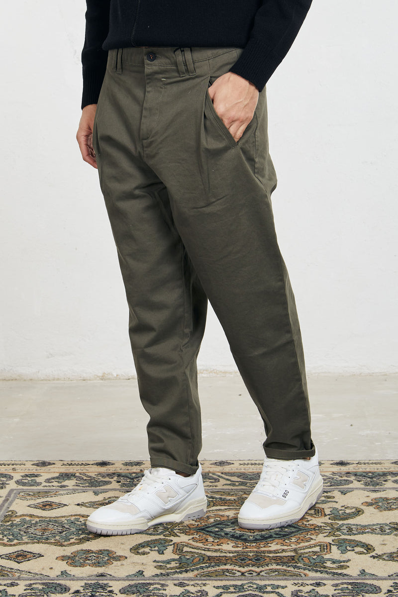 reworked pantalone lama pence cattot fit misto cotone colore verde 7911