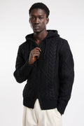Alley Docks 4015 Cardigan a trecce con cappuccio nero