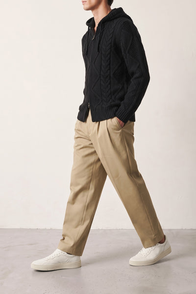 Alley Docks 4015 Cardigan a trecce con cappuccio nero