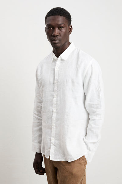 Keeling 3237 Camicia manica lunga in lino bianca