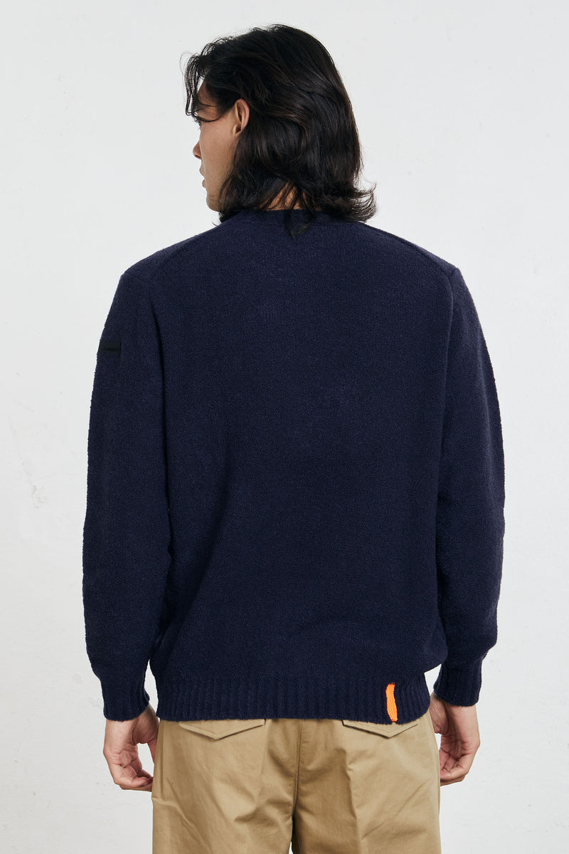 rrd maglia boucle girocollo misto lana colore blu 7501