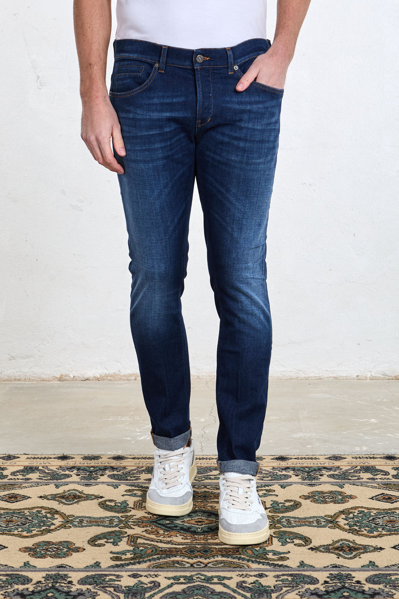 dondup jeans george sbiadito misto cotone colore denim 8141