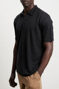 Reworked 3431 Polo derby in lino manica corta nera