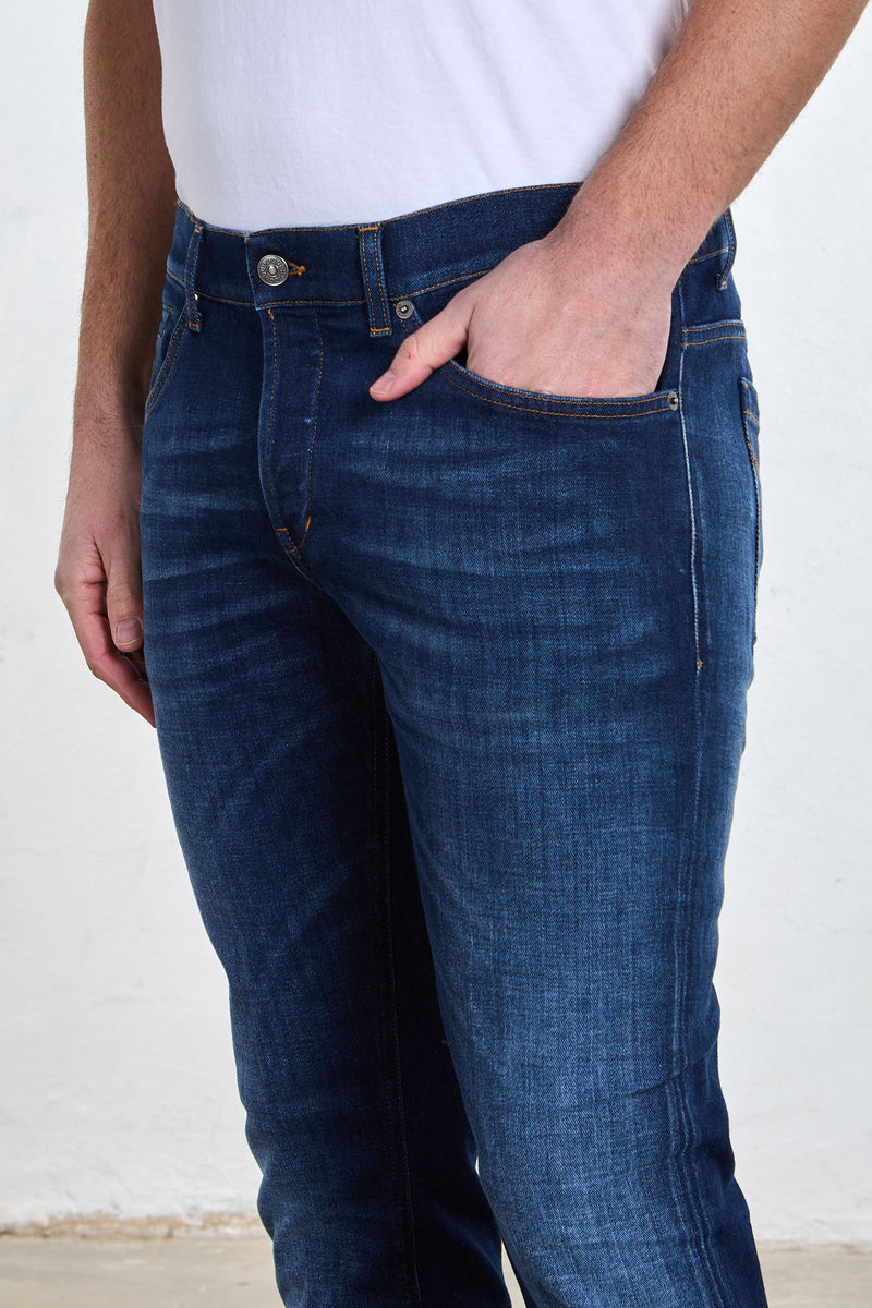 dondup jeans george sbiadito misto cotone colore denim 8141