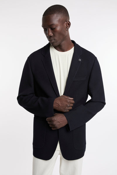 OutFit 4433 Giacca tramata in jersey blu