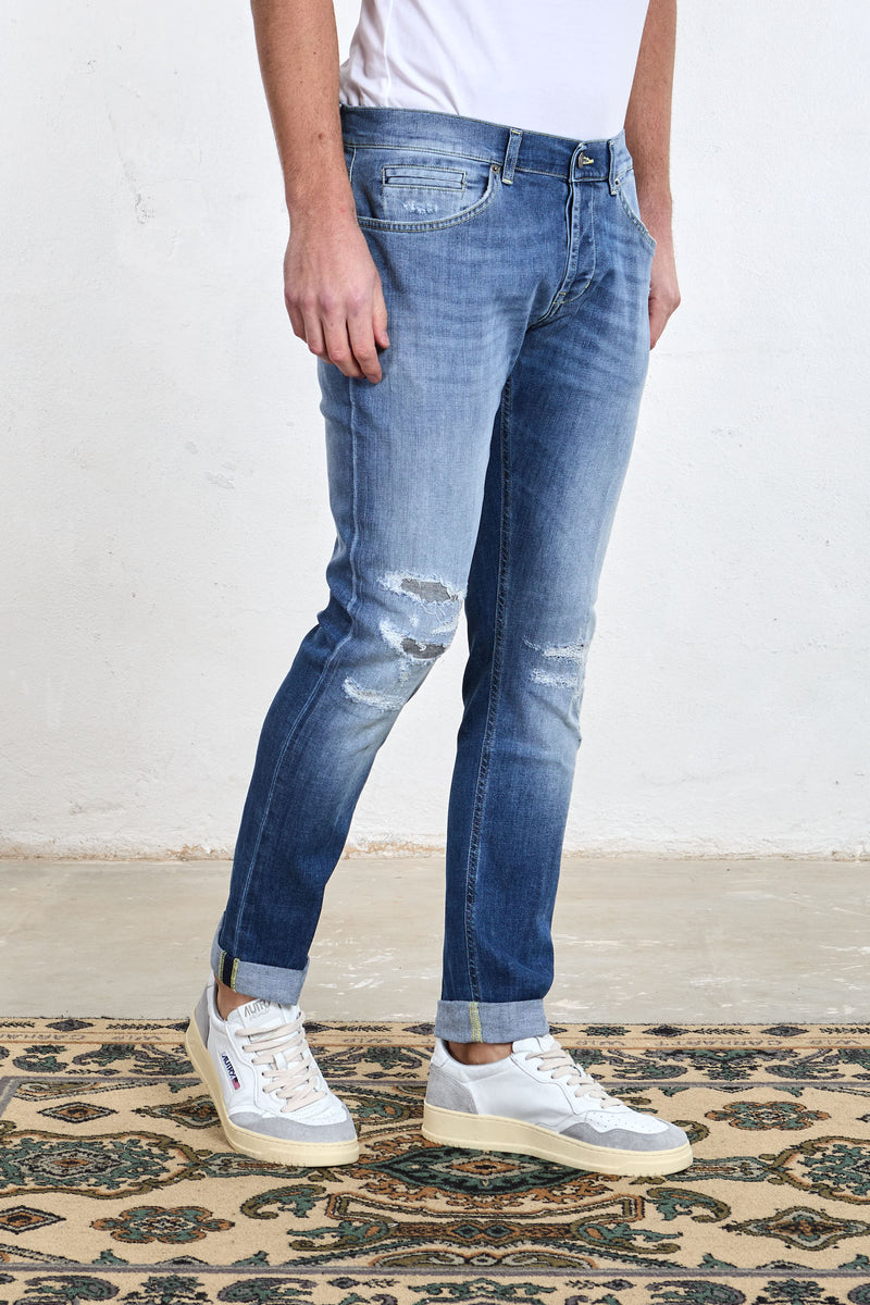 dondup jeans george strappi con toppe misto cotone colore denim 8142