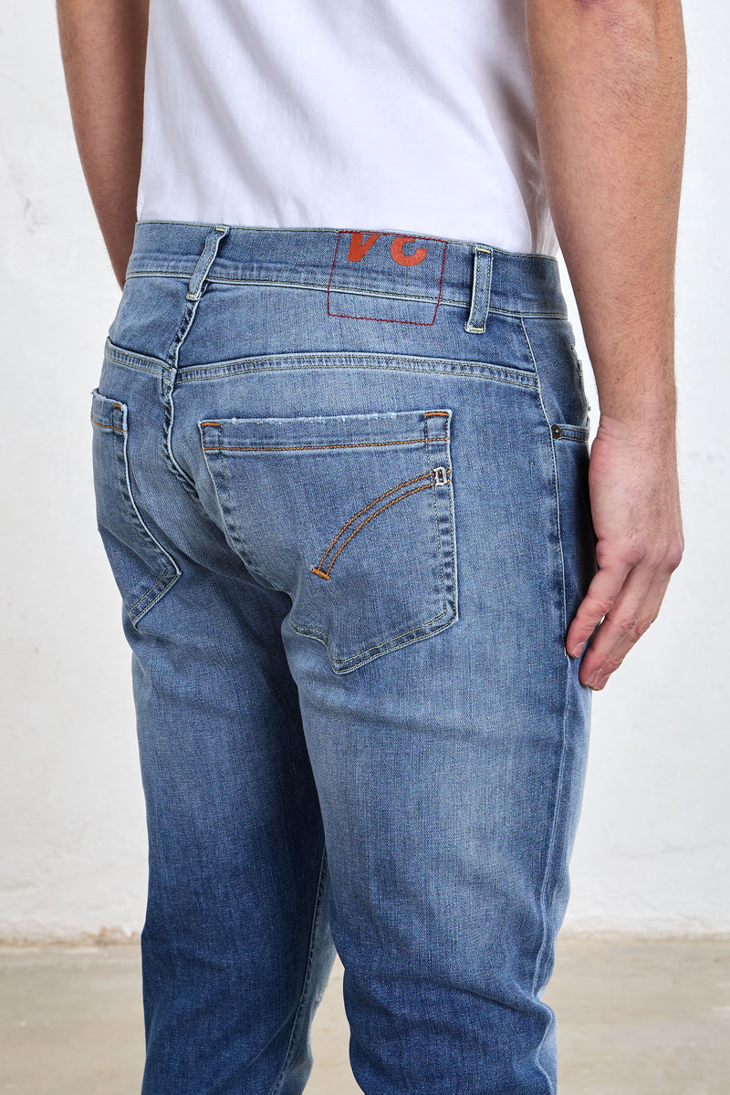 dondup jeans george strappi con toppe misto cotone colore denim 8142