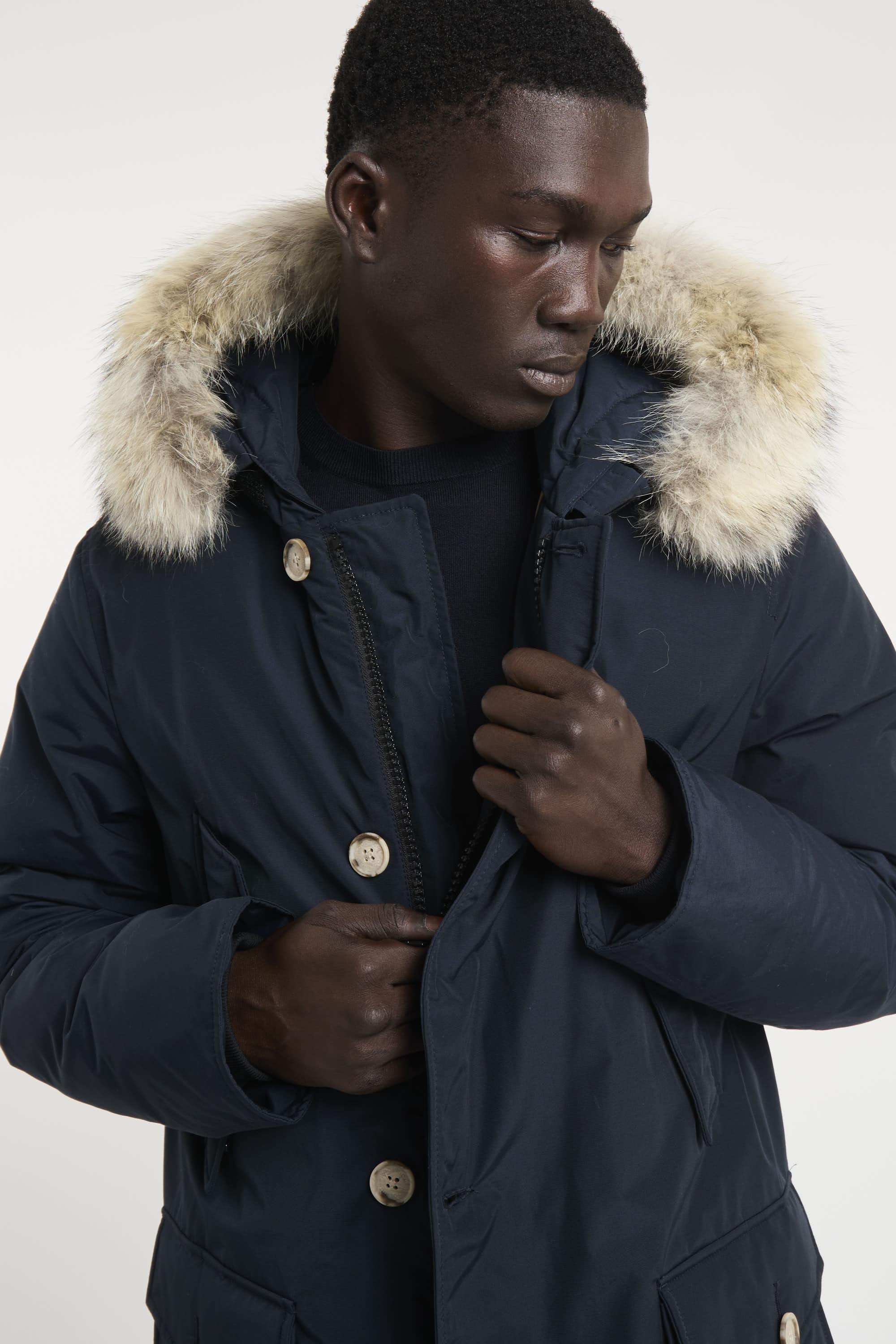 Anorak jacket with fur hood online